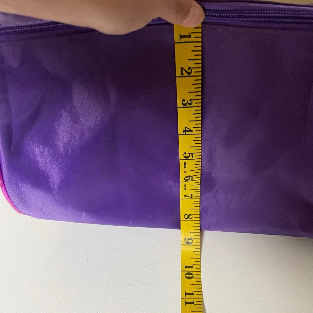 Purple Dance Duffel Bag Sequin Quilted Metallic Trim Gear Bag Shoulder Strap